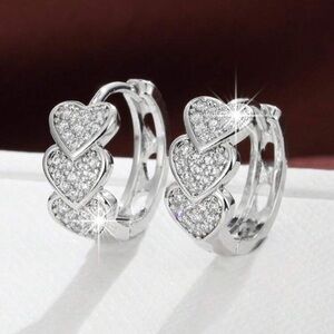 Elegant Silver Heart Hoop Earrings